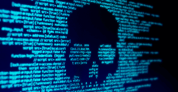 Skull depicting malware in data 