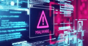 Red exclamation alert on screen to presence of Malware